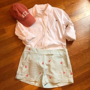 J. Crew Seersucker Embroidered Lobster Shorts